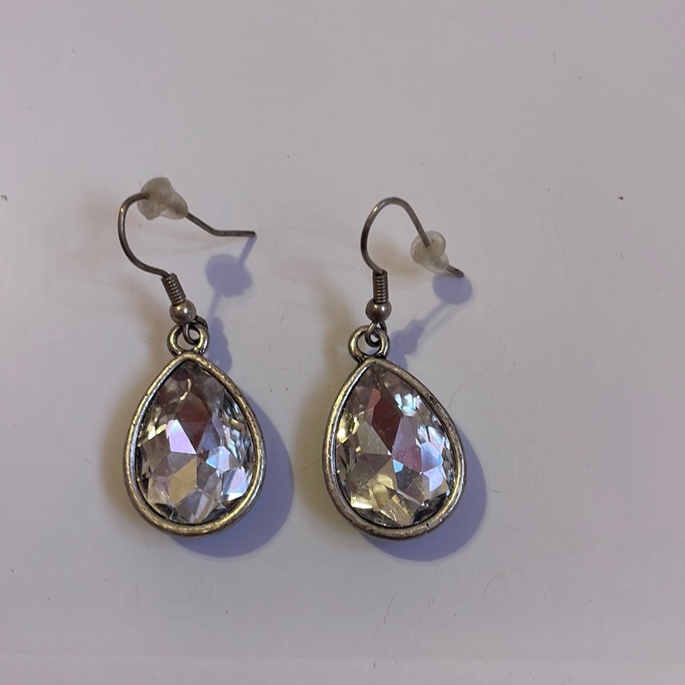 Silver diamond earrings